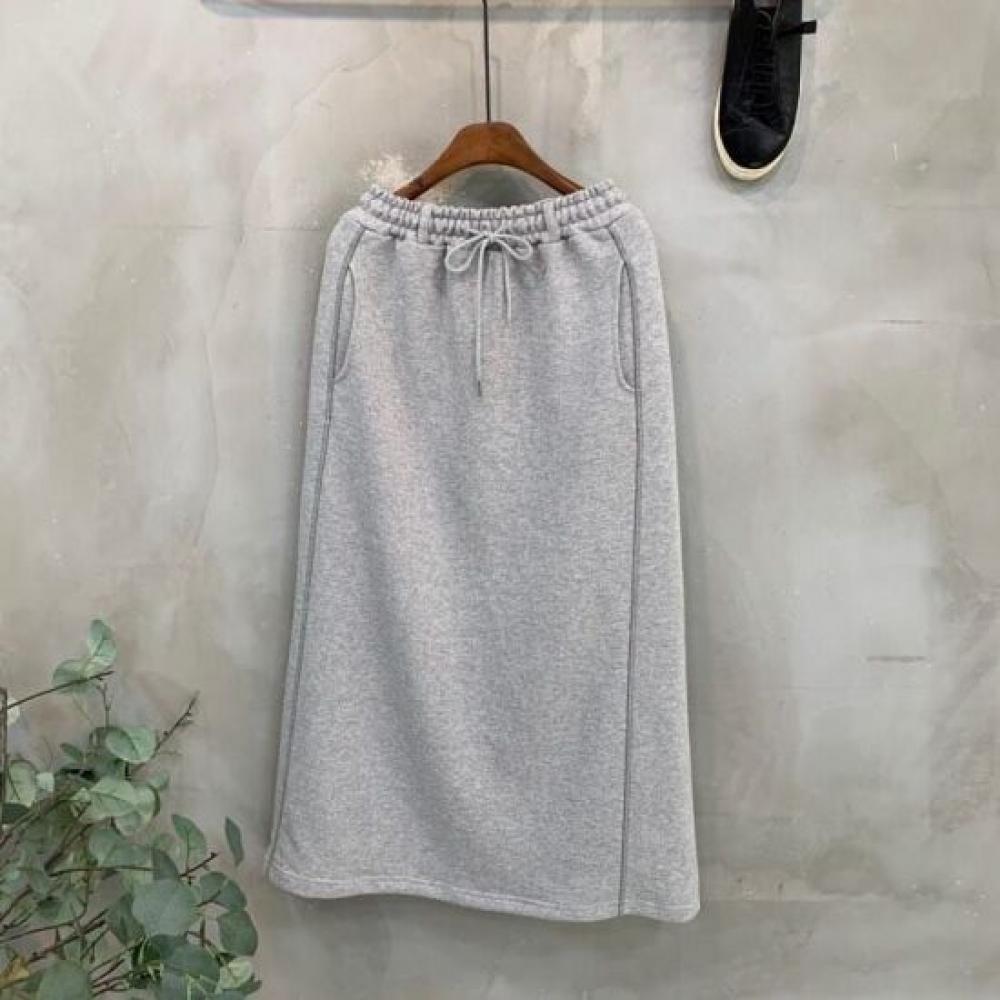 C S In The Room yooSoo Cut Slit Belt Loop bandIng Long Skirt 3Color