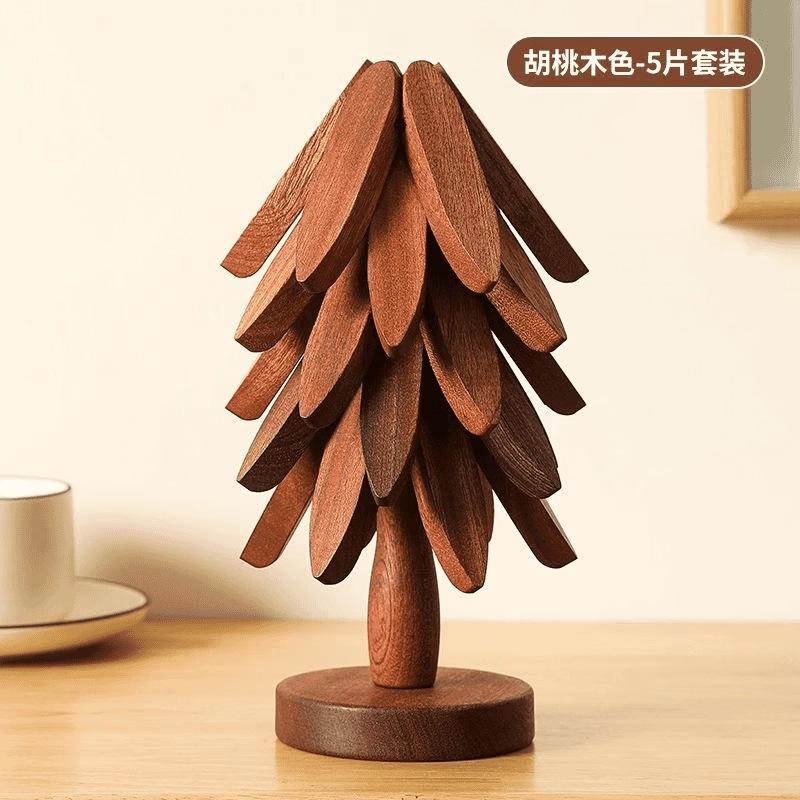 High temperature resistant Christmas tree thermal insulation mat pot mat dining table anti-scalding mat coaster solid wood decorative ornament