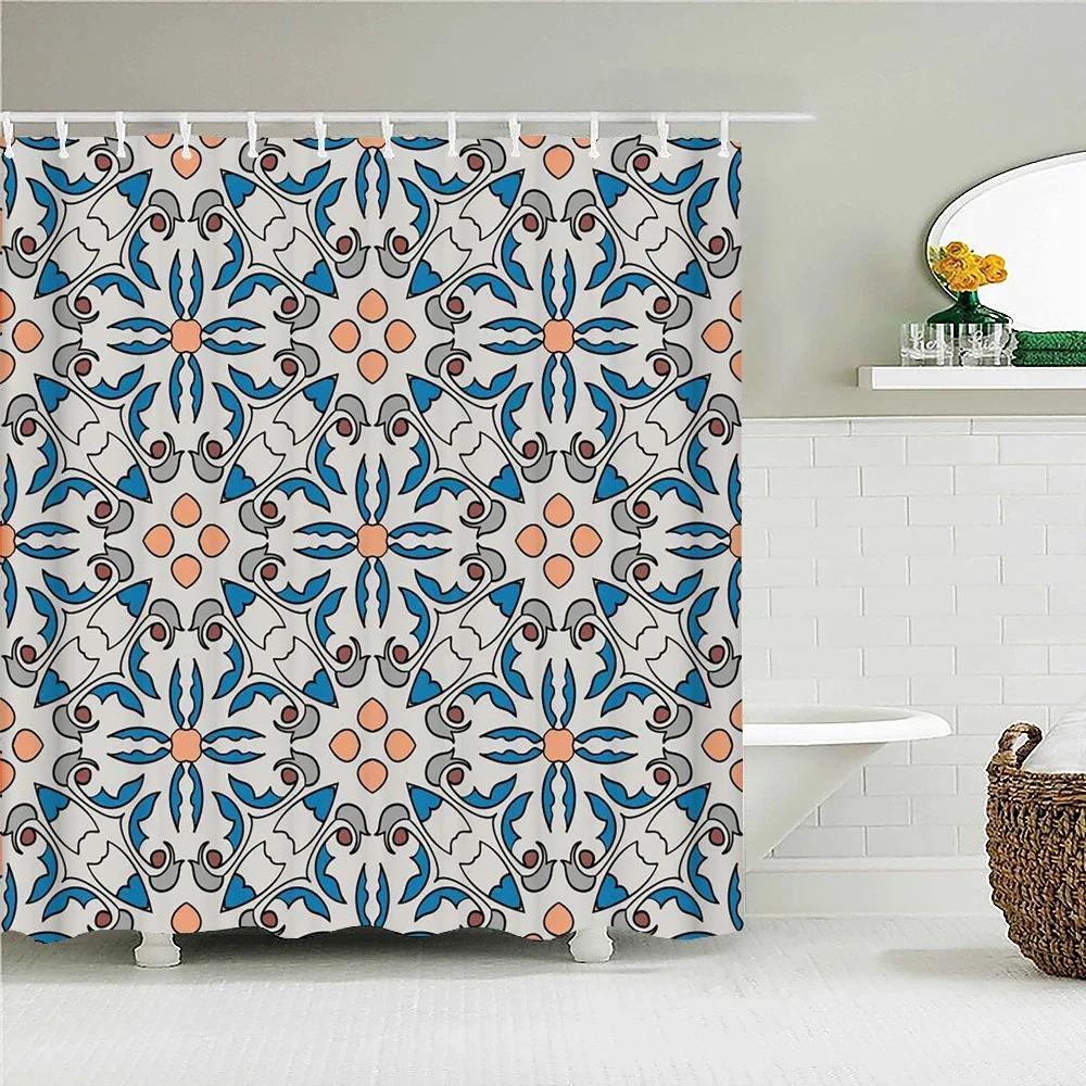 3d Bathroom Curtains Indian Boho Shower Curtains Waterproof Fabric with 12 Hooks Home Decor Washable Bath Screen