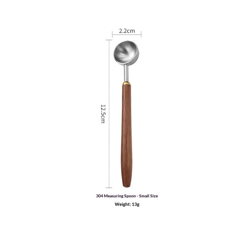 Wood Handle Stainless Steel Coffee Scoop Tablespoon Accurate Measuring Spoon for Coffee Beans Powder Home Cafe Use