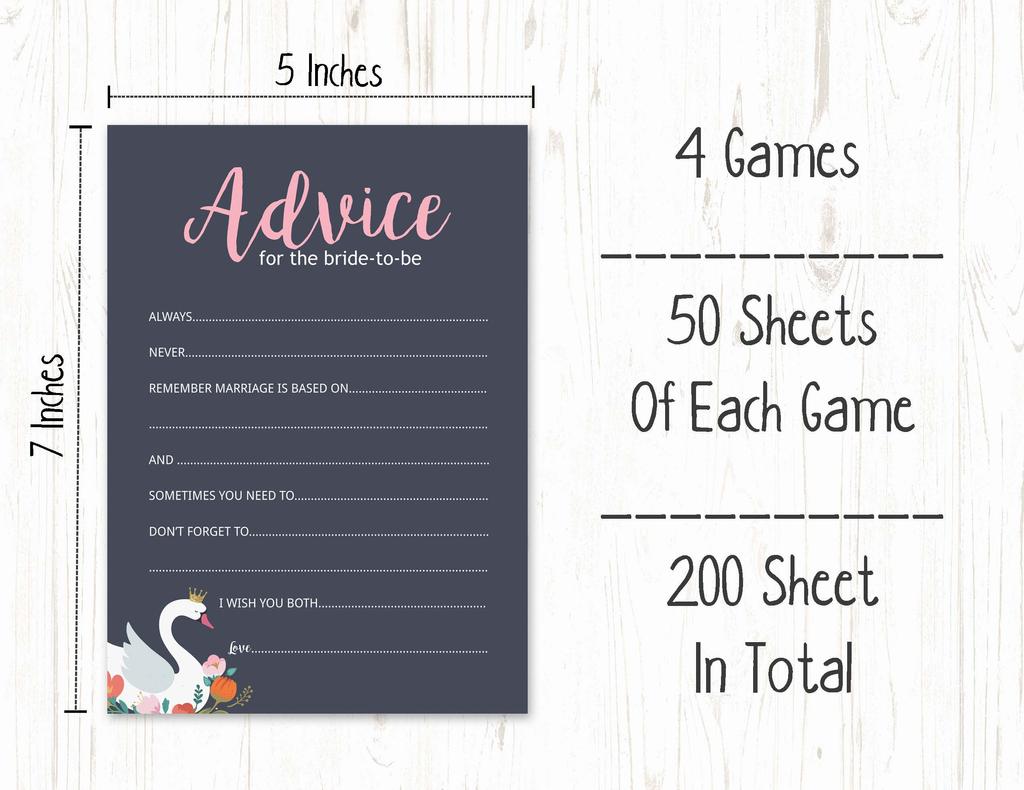 Inkdotpot Bachelorette Party Games Set Bundle Of 4(50 Sheets Each) W Miss To Mrs Gold Banner Swan Fun Bridal Shower Games