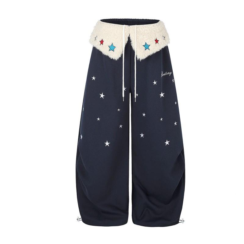 American Retro Loose Straight Sweatpants Teens Casual Sports Pants With Cartoon Print