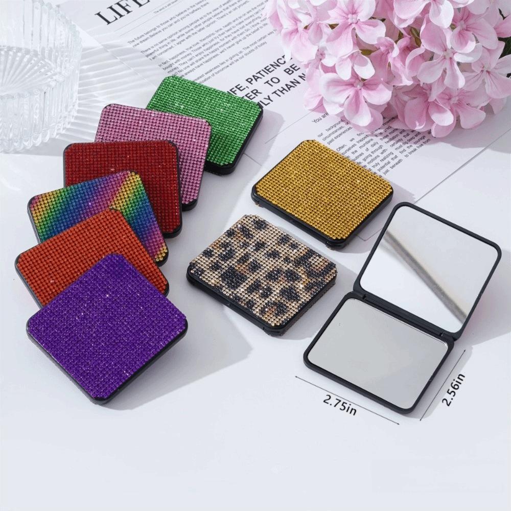 Foldable Design Pocket Mirror Lightweight Foldable Mirror Sparkling Square Mirror Vanity Table Use