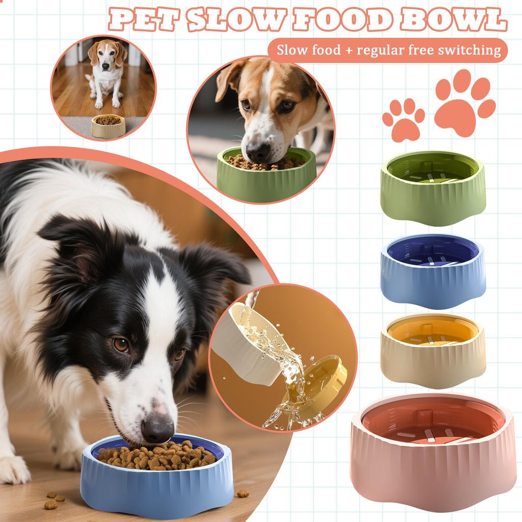 Slow Food Dog Bowl, An Interactive Puzzle Toy For Pet Food Training, Keeps Dogs Busy And Puppy Overeating!