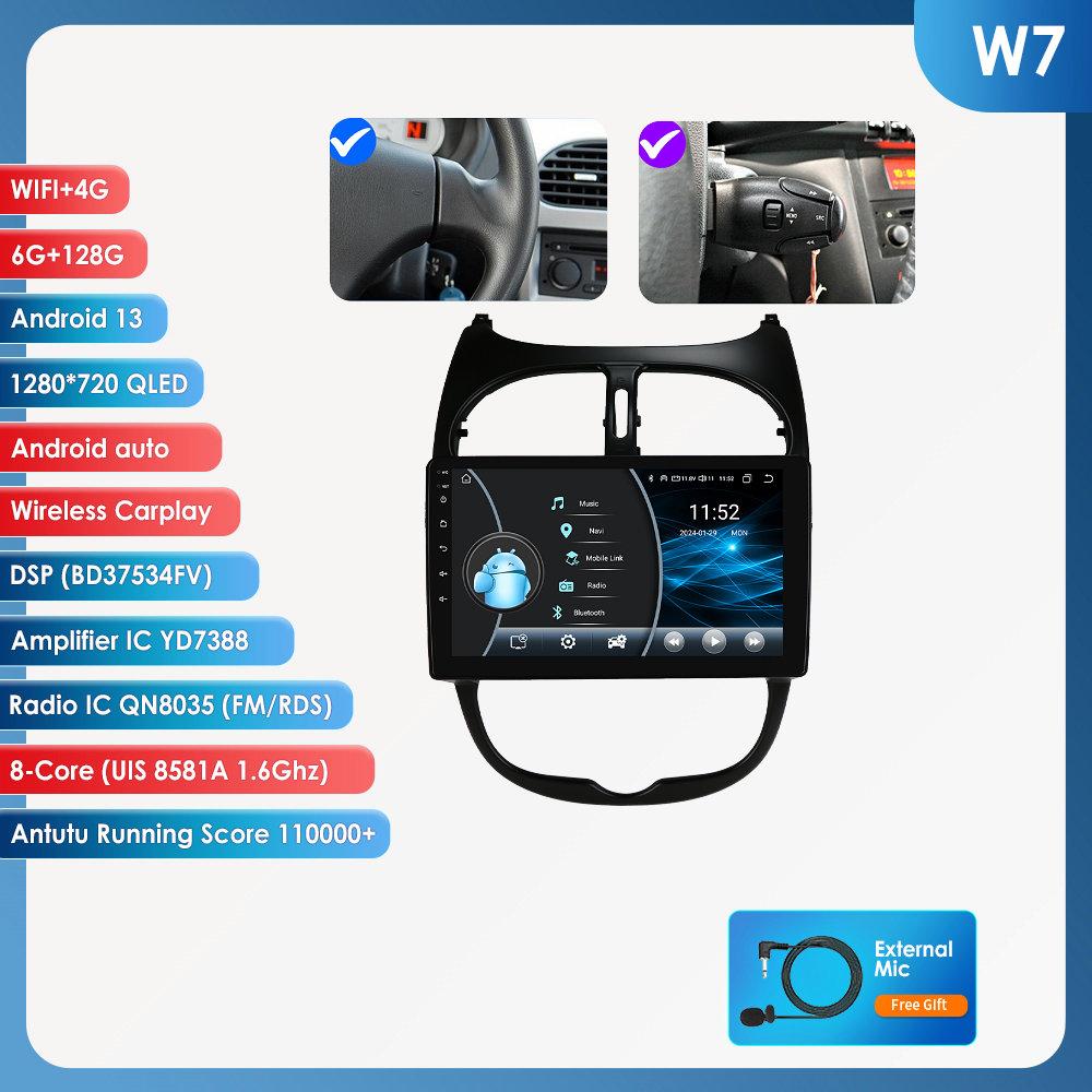 OSSURET Snapdragon 6115 Автомагнитола Autoradio для PEUGEOT 206 206SW 206CC 2001 - 2008 Carplay Android Auto Мультимедиа GPS 360 Камера Стерео