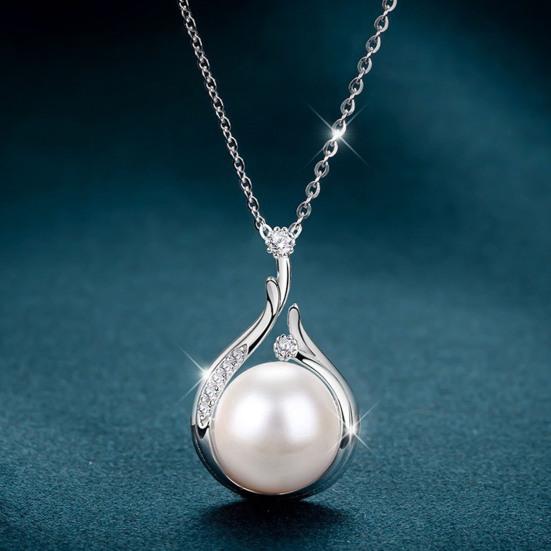 Necklace Pendant Water Drop-shaped Faux Pearl Jewelry Shining Cubic Zirconia Pendant Clavicle