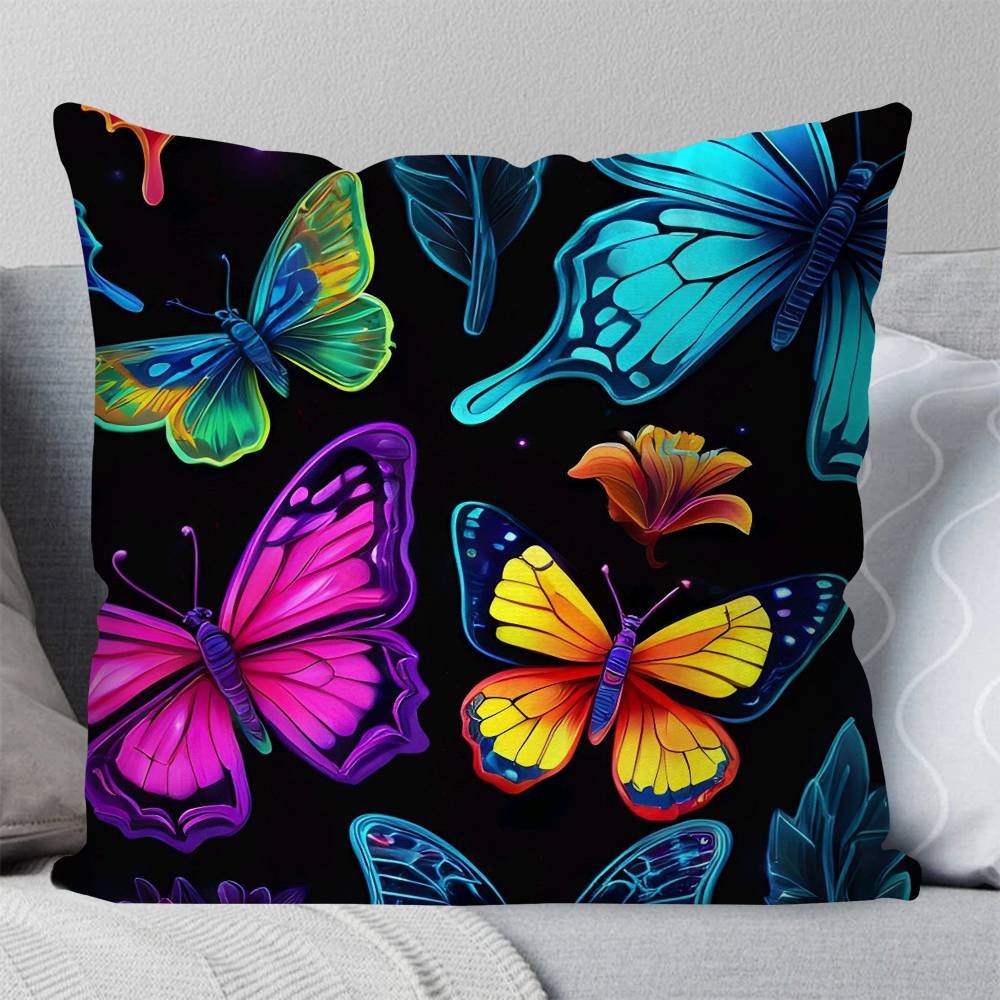Magical Colorful Butterfly Pillow Case Fashion Square Pillowcase Bedroom Sofa Room Ins Decoration Leisure