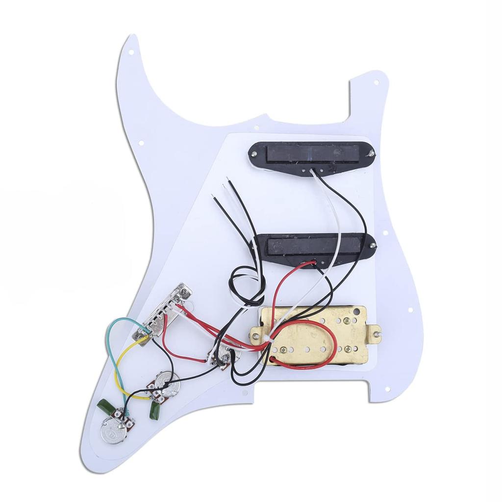 Сборка пикгарда HSS Musiclily для гитар Fender Stratocaster и Squier с хамбакером Белый 11 отверстий Предварительно распаянные звукосниматели с одной катушкой США/Мексика,