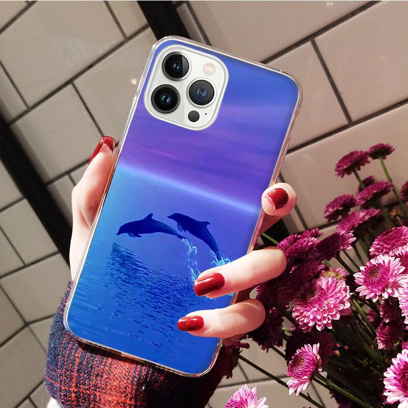 Чехол для мобильного телефона Dolphin Whale Funda для iPhone 14 13 12 11 Pro Max XS XR X 8 7 Plus SE2