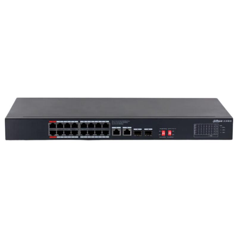 Dahua 16-Port Gigabit PoE Monitoring Switch with 2 Fiber Ports CN plug (adapter included)
