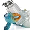 Island Inspired Dining Table Centerpiece Sea Turtle Salt Pepper Shaker Set with Holder, Resin Figurine Glass Condiment Dispenser Metal Lids