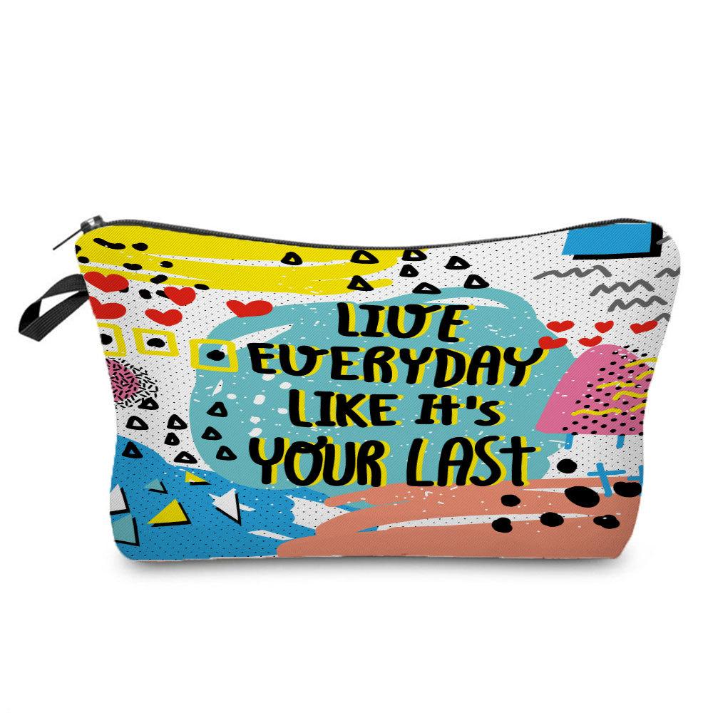 Women Cartoon English Alphabet Print Cosmetic Bag Toiletries Organize Travel Storage Case 6707 KTB