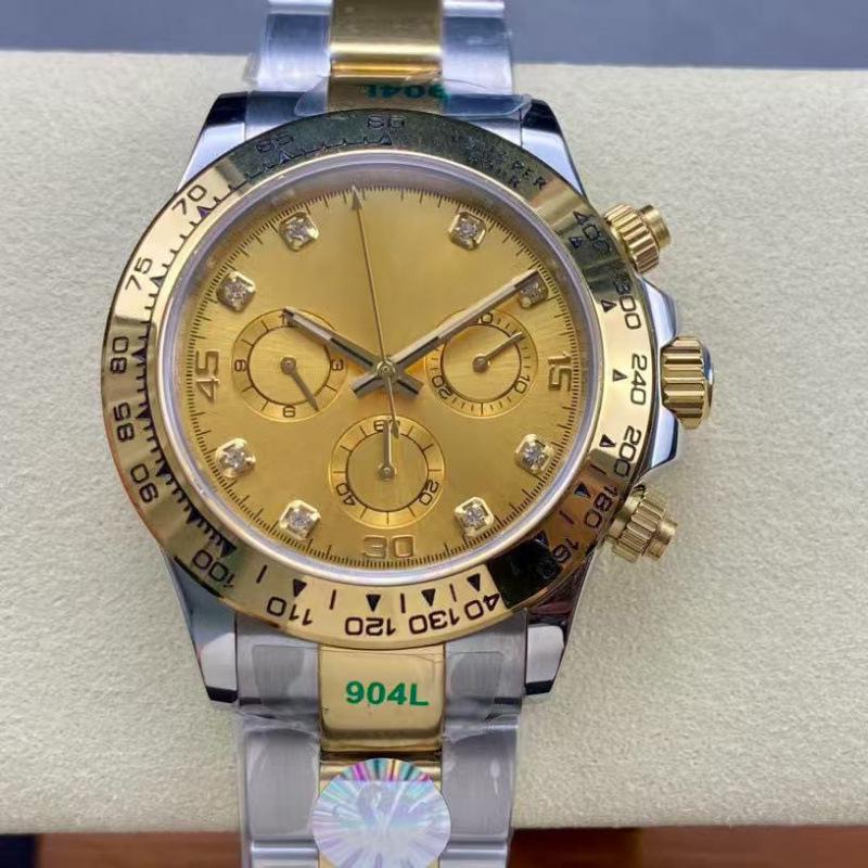 Мужские автоматические механические часы Rolex Daytona 40 мм, многофункциональные, с инкрустацией бриллиантами.