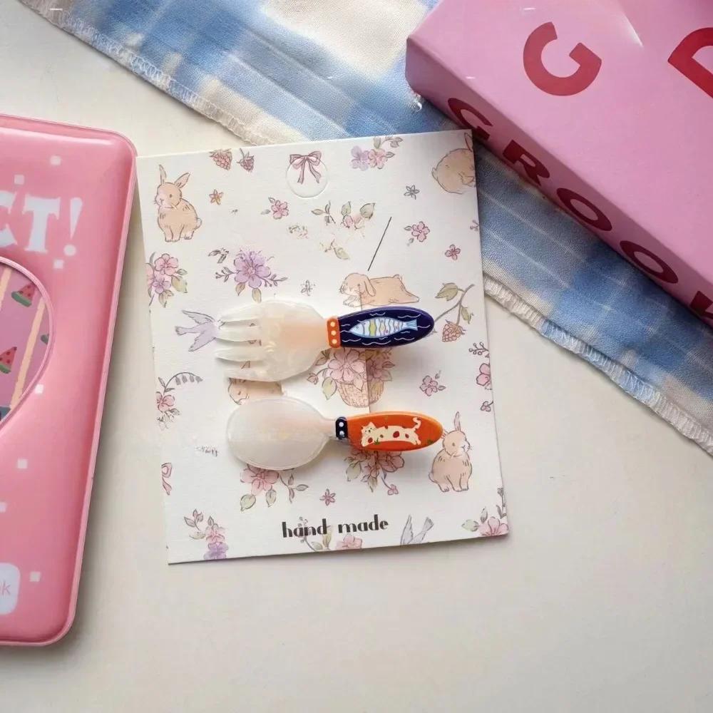 2 шт. заколки для волос с изображением мультяшного кролика для детей, цветные акриловые забавные заколки для волос в виде животных, аксессуары для волос для девочек