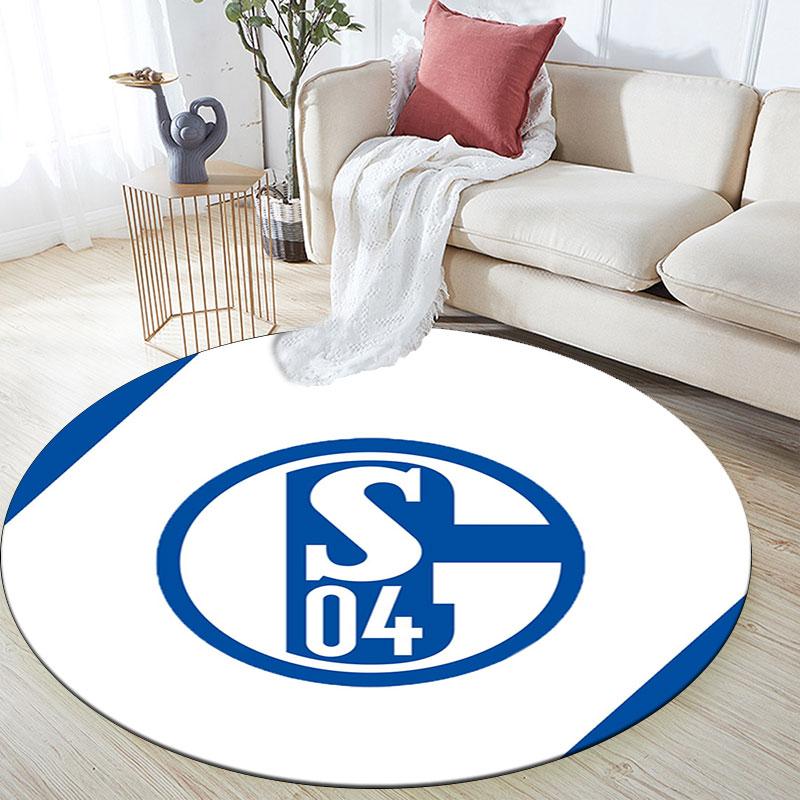 FC Schalke 04 pattern round rug,Carpet Rug for Living Room Bedroom Playroom ,Non-slip Floor Mat,Holiday Gifts and Birthday Gifts.