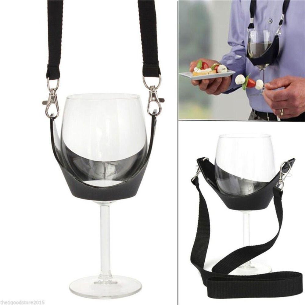 Neck Wine Glass Holder Black Wine Strap Sling Portable Yoke Glass Support  Birthday Party