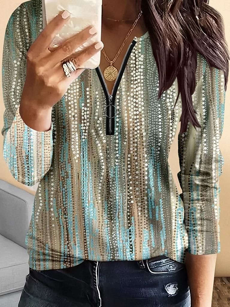 Женская футболка с градиентным принтом сердца, винтажная, модная, стильная, с длинным рукавом, круглым вырезом, обычный топ