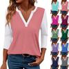 Женский повседневный модный сексуальный удобный топ с V-образным вырезом, цветной вставкой и рукавом три четверти