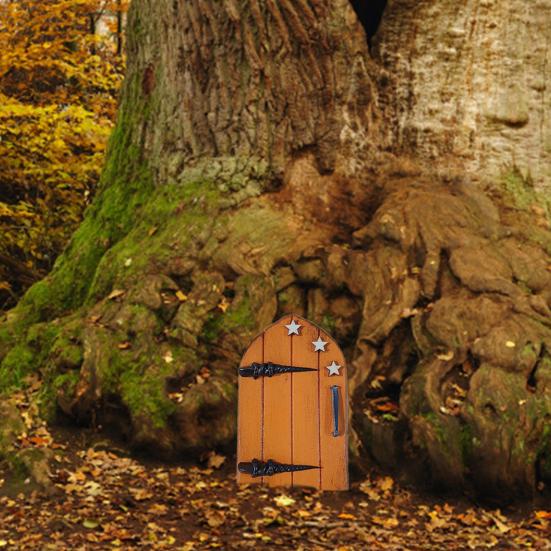 Дверь для сказочного сада Высокая прочность Устойчивость к выцветанию Яркий цвет Экологически чистый Гладкий край Реалистичный вид Деревянная миниатюрная дверь Дом эльфа Креативный