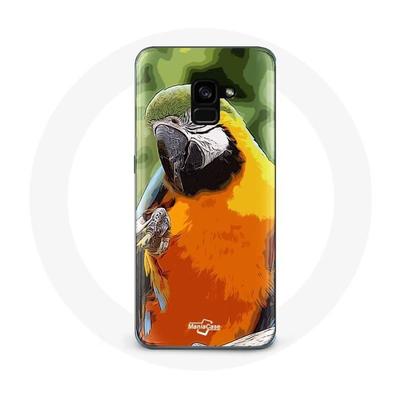 Coque Pour Samsung Galaxy A8 Plus Aras Perroquet Orange Vert