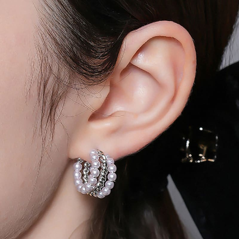 Dana Burton Triple Blanche Hoop Earrings