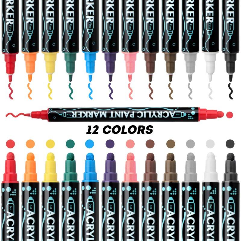 Acrylic Marker Pen12/24/26/48/ 60 Color Double Head Impermeable Paper Water-based Stackable Acrylic Pen Pigment Soft Head Brush
