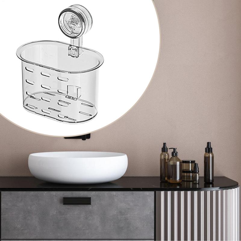 Bathroom Shower Organizer Shower Holder Wall Mount Box Clear Box Removable Holder Suction Cup No Drilling Storage Container For