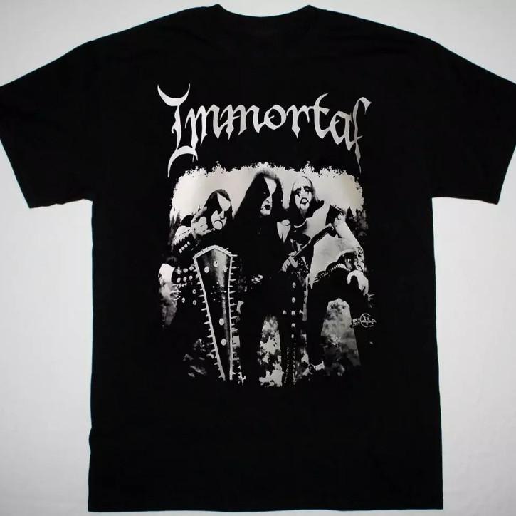 Футболка с принтом группы Immortal Ретро Черная Короткий рукав Все размеры Унисекс