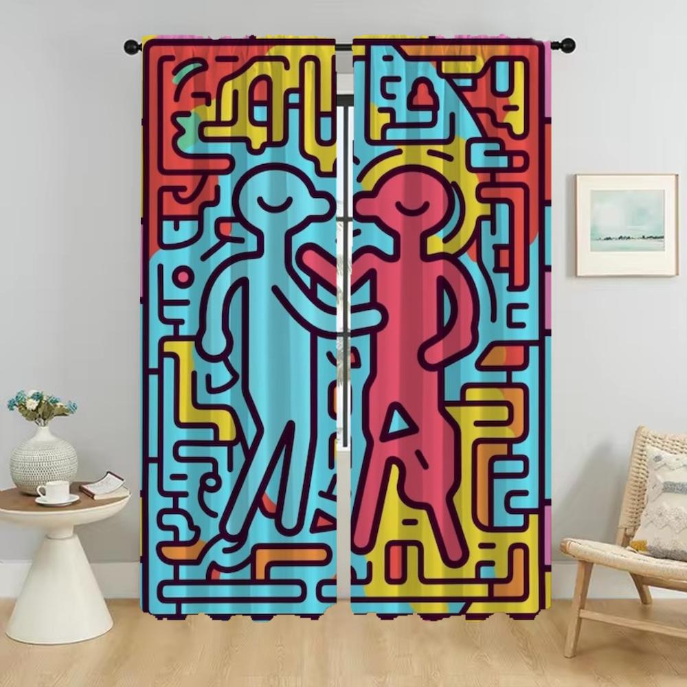 Шторы для детской комнаты Keith Harings Оконная штора для комнаты 2 панели Хэллоуин украшения жалюзи перегородка тюль для спальни гостиная