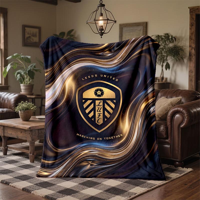 Leeds United Football Print Flannel Blanket Soft Warm Sofa Bed Throw Blanket For Home Office Bedroom