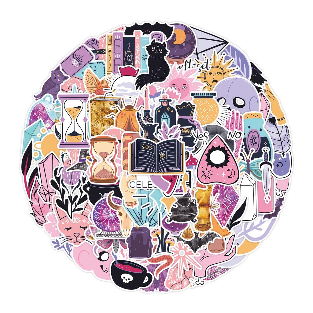 100 Sheets of Magician Witch Graffiti Stickers Suitcase Notebook Skateboard Mobile Phone Waterproof Decorative Stickers