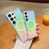 Luxury Laser Rainbow Magnetic Transparent TPU Phone Case for Samsung S24 Ultra S23 Plus S22 S21 FE All-inclusive Fall Protection Cover
