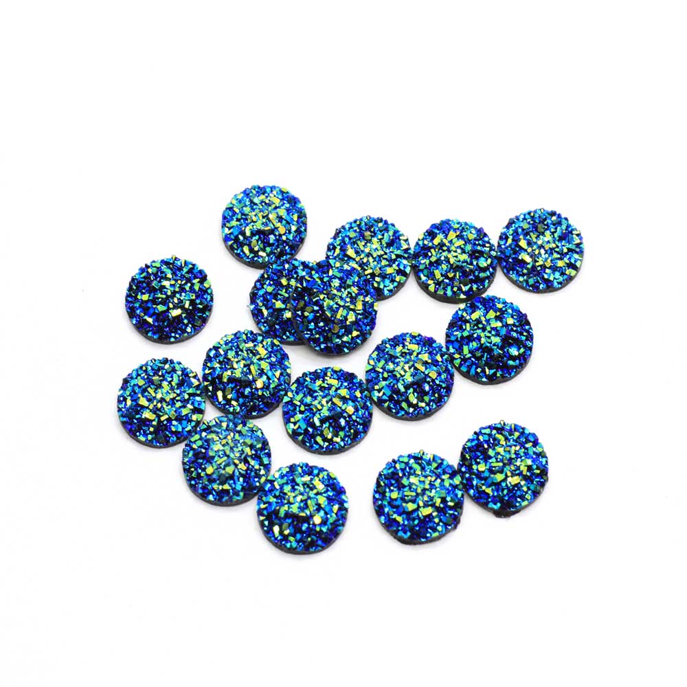 12MM Resin Flat Round AB Finish Cabochons Druzy Charms Flatback Colored Druzy Resin Cabochon Jewelry Making Supplier