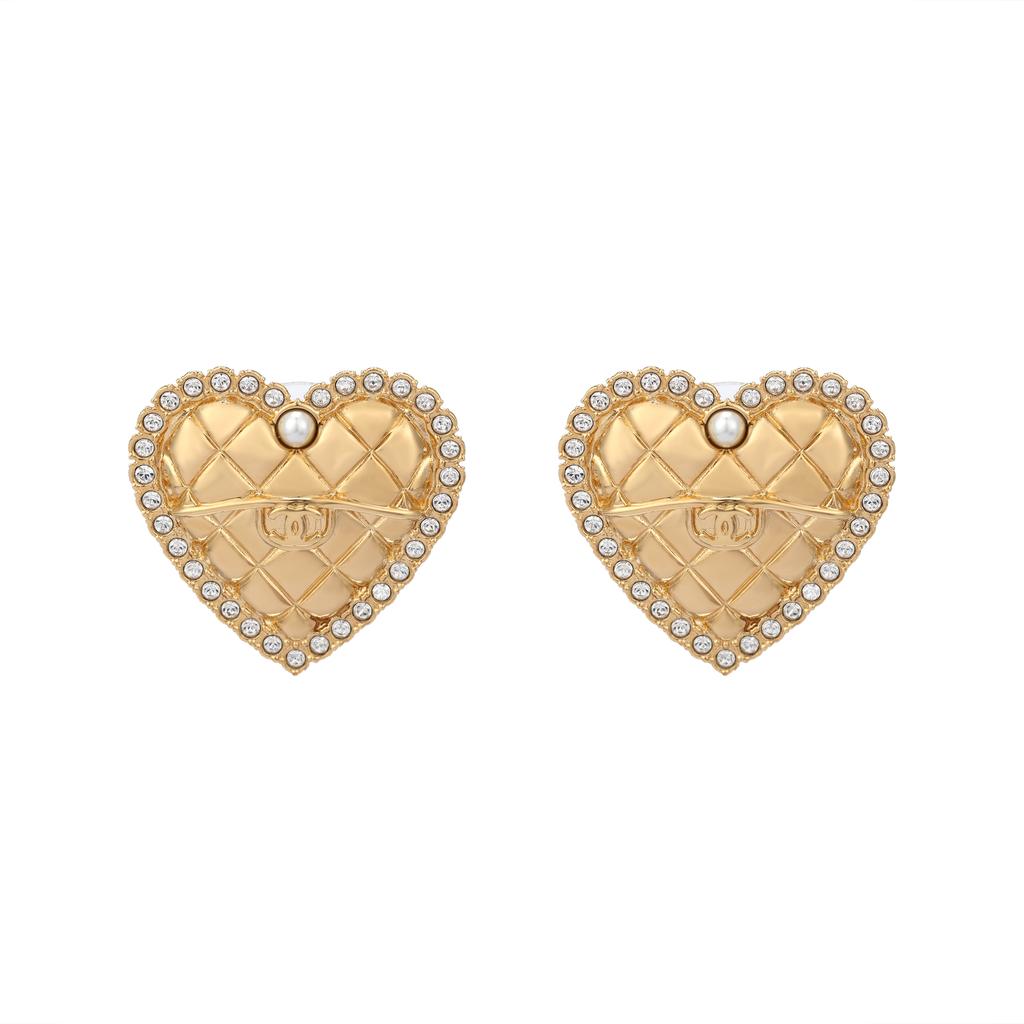 Chanel 3D Heart Shaped Metal Earrings Women earrings Gold ABC445-B15850-NV515