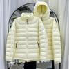 Womens Lightweight Short Down Jacket 90% White Duck Hooded Warm Winter Coat Casual Stylish Outerwear