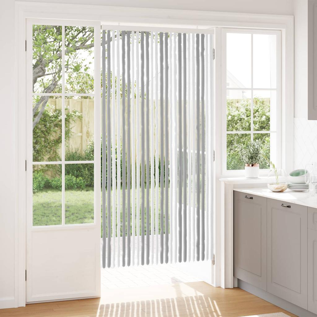 Insect Screen Door Curtain Chenille Grey and White 100 x 200 cm