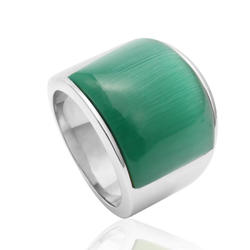 Ювелирное кольцо из нержавеющей стали с разноцветными драгоценными камнями, кольцо с черным агатом для мужчин и женщин, кольцо из титановой стали с разноцветными крупными драгоценными камнями