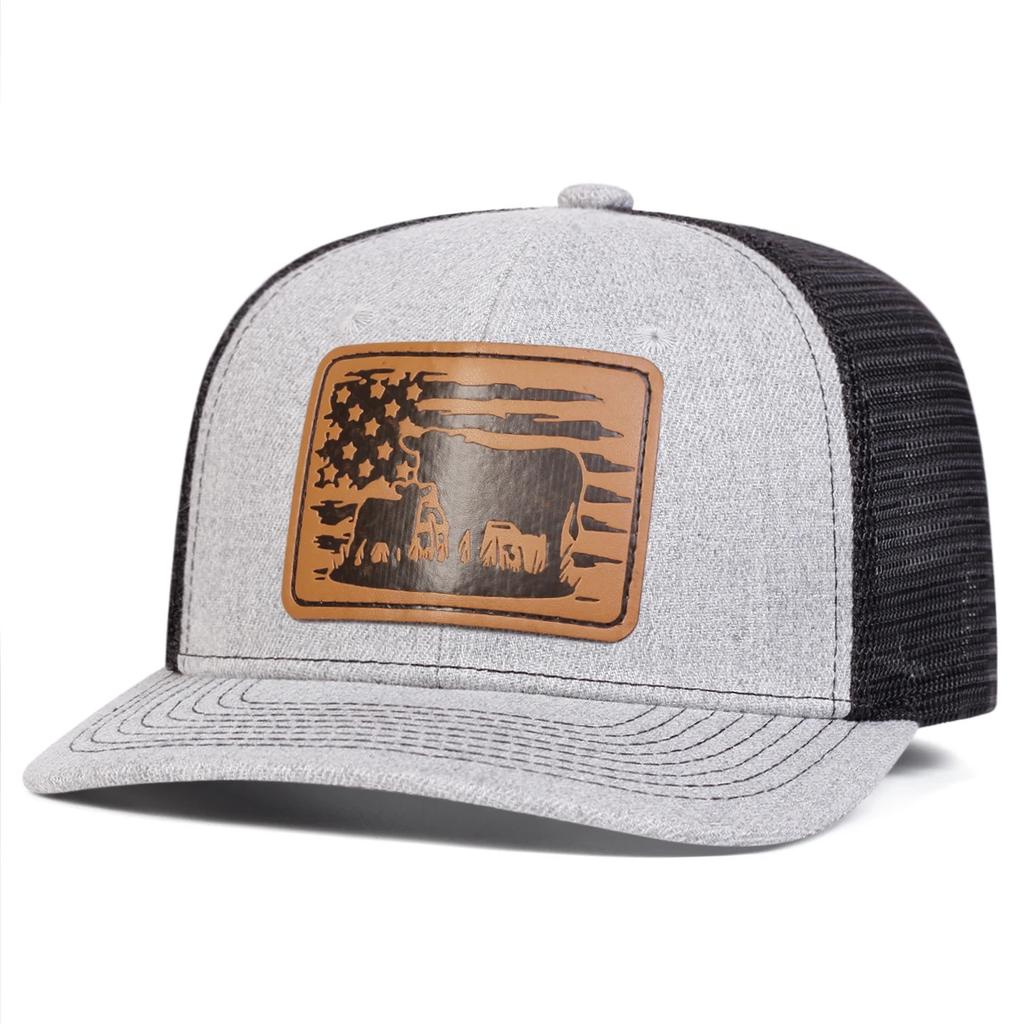 Net Baseball Label Leather Cow Flag American Neutral Gender Women Men For Caps Spring Summer Outdoor Sunscreen Hat Adjustable Casual Trucker Hats