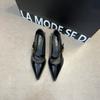 Spring New Style Pointed Toe Elegant Low Heel Women's One-Strip Leather Shoes Low-Cut Sexy Single Shoes