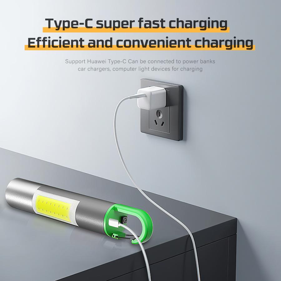 Мини портативный светодиодный фонарик USB перезаряжаемый с крючком масштабируемый фонарик для кемпинга и пешего туризма дальнего действия аварийный фонарь