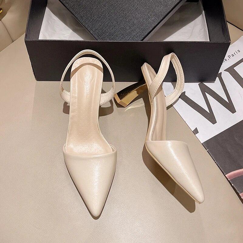 Острые женские сандалии, туфли-лодочки, женская обувь, новинка 2022 года, летние сандалии-гладиаторы на толстом каблуке с одной пряжкой, женские сандалии-гладиаторы