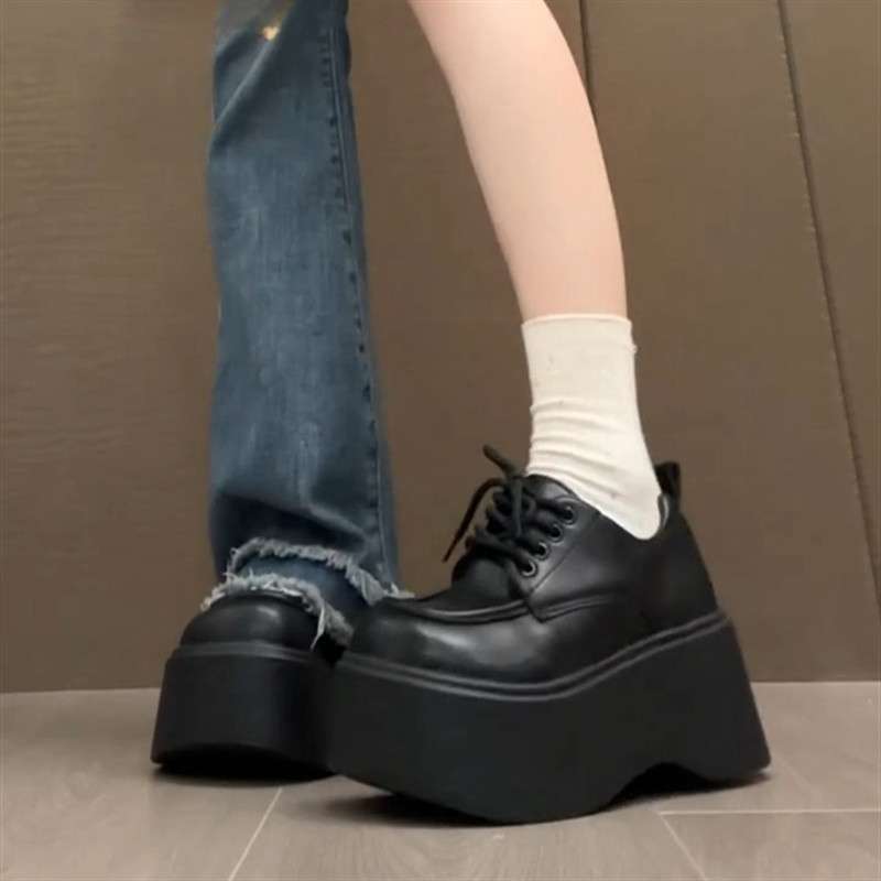 7-сантиметровая утолщенная подошва, увеличивающая рост, Чжао Рут, такие же маленькие кожаные туфли в британском стиле для женщин, новые весенние универсальные ретро-туфли на одинарном ходу 2025 года