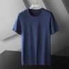 Men Summer T-shirt Round Neck Short Sleeves Solid Color Stretchy Thin Quick Dry Simple Style Casual Daily Wear Sport Top