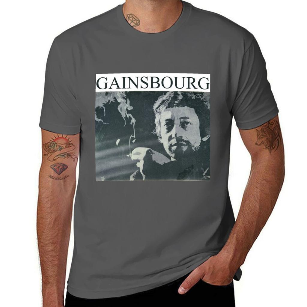 Serge Gainsbourg Digital Art Portrait Tshirt Independence Day Short Sleeve Tshirt