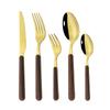 5Pcs Cutlery Set Western Stainless Steel Tableware Wooden Handle Dinnerware Knives Fork Spoons Silverware Kitchen Flatware Set