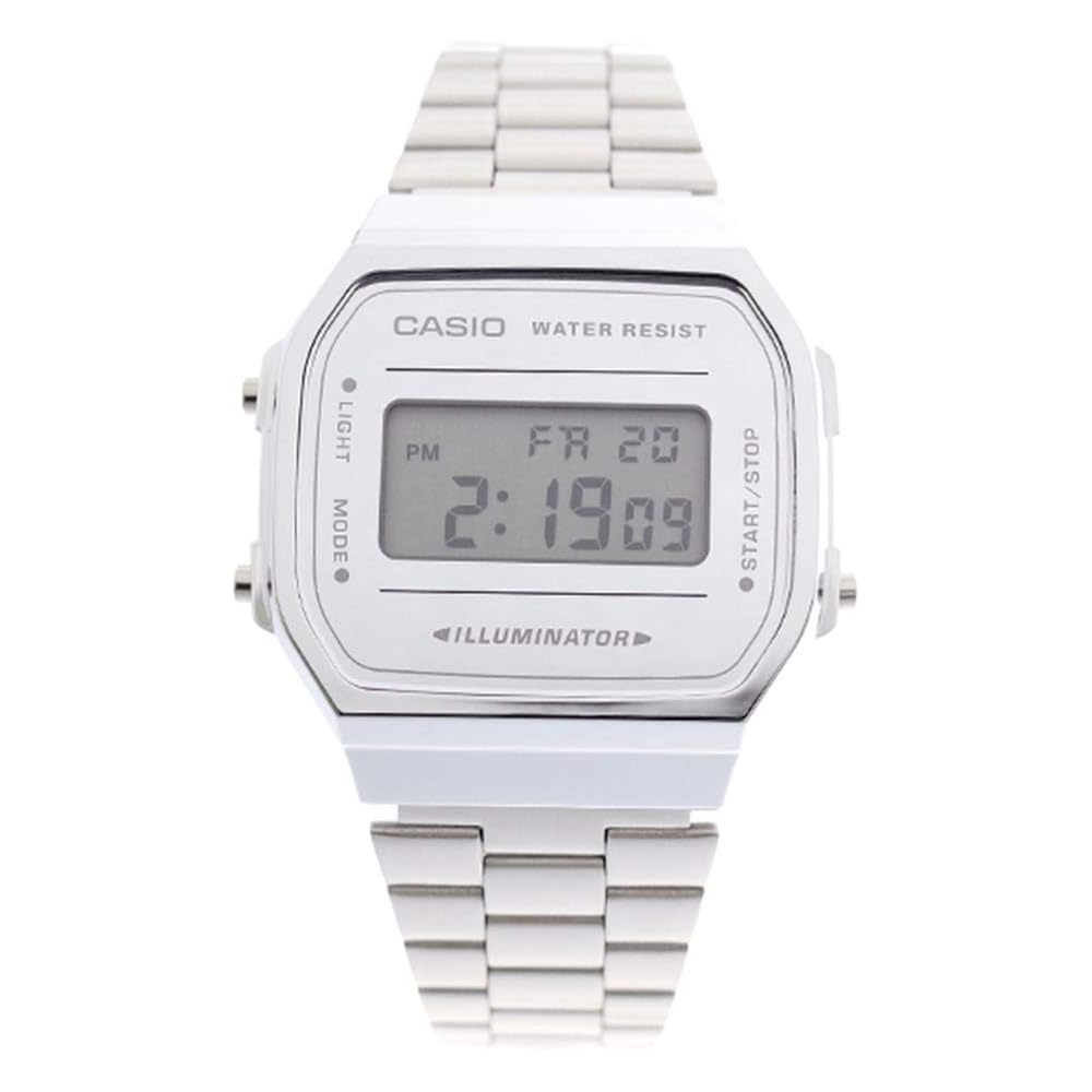 Casio A168WEM-7 Quartz Watch Silver Unisex Classic Design Stainless Steel Band