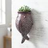 Rustic Style Fish Ornaments No-Drill Wall Mounted Planter Unique Decorative Floral Ware  Outdoor