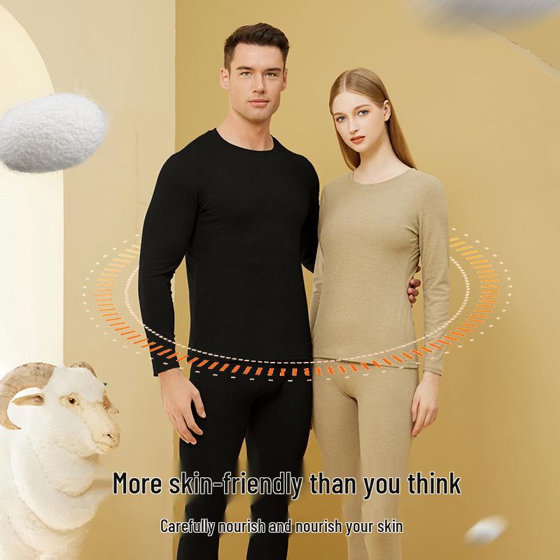 Женский теплый комплект нижнего белья из кашемира и шелка: Двусторонние брюки и топ с начесом для поддержки талии и живота.