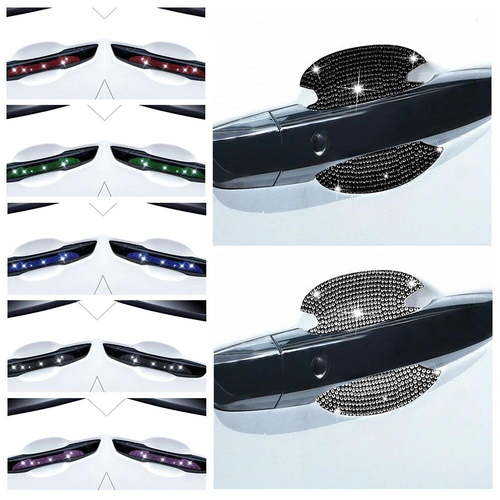 8 шт. универсальная наклейка на дверную ручку автомобиля, наклейка с предупреждением, алмазная авто полоса, безопасность вождения, блестящие автомобильные аксессуары для девочек, оптовая продажа