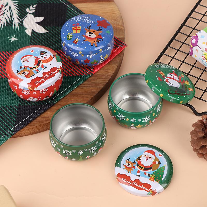 1Pcs Christmas Gift Box Metal Tin Candy Cookie Packaging Box Containers Kids New Year Gift Decor Xmas Party Supplies Navidad